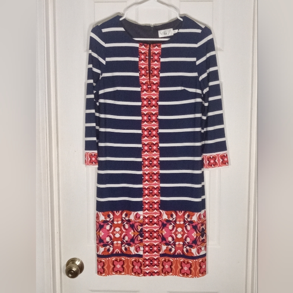Dress Mixed Print Knit Eliza J Striped/Floral